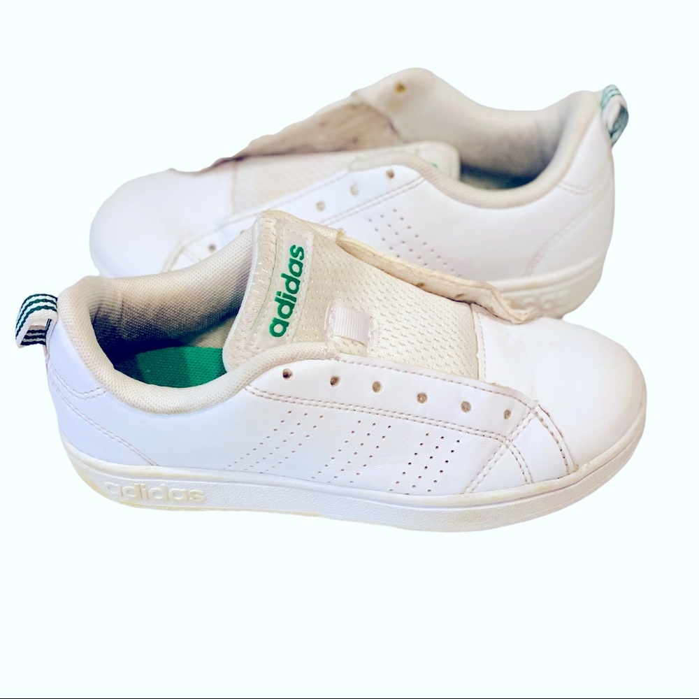 Adidas Stan Smith White Leather Sneakers Green Stripe Tennis Shoes Kids 11.5
